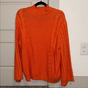 Cozy Orange Cable Knit Sweater